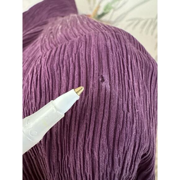 Josephine Chaus 100% Silk Blouse Button Down Purple Collared Size 10P Vintage - Picture 8 of 8